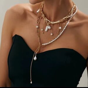 Opulent Pearl Layered Gold Necklace